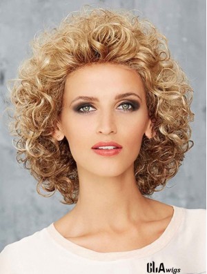 12 inch Chin Length Curly Blonde Ideal Lace Front Wigs