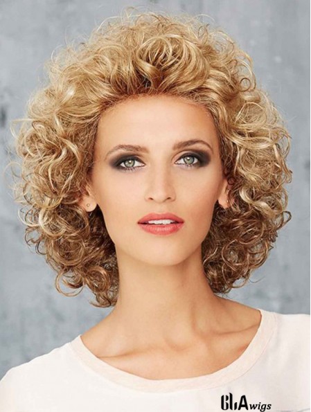 12 inch Chin Length Curly Blonde Ideal Lace Front Wigs