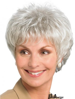 6 inch Straight Lace Front Synthetic Ideal Grey Wigs