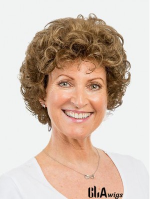8 inch Monofilament Synthetic Short Brown Curly Amazing Bob Women Wigs