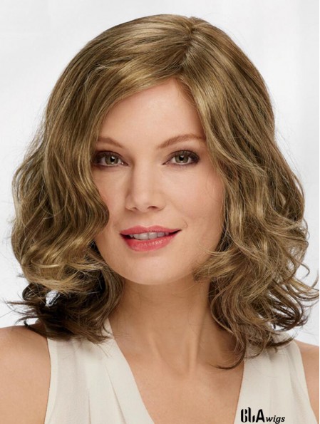 Blonde Synthetic Wavy Designed Medium Length Wig