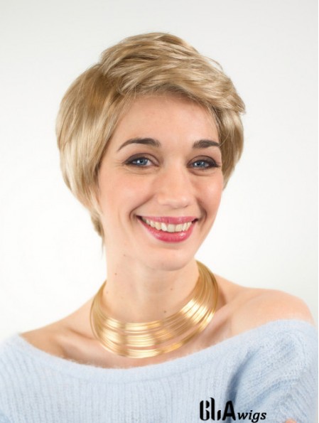 Exquisite Boycuts Short Blonde Synthetic Straight Lace Wigs