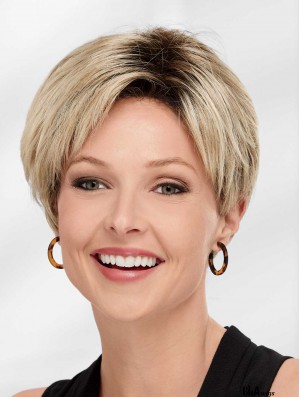 Lace Front Boycuts Synthetic Blonde Straight Fashionable Short Wigs