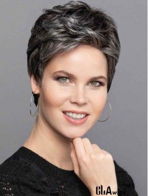Monofilament Lace Front Wigs Grey 6" Silver Straight Wigs