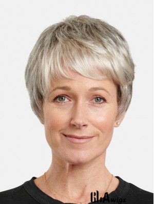 Synthetic Grey Straight 8 inch Short Incredible Monofilament Wigs