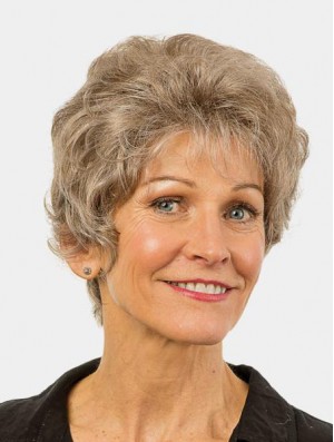 Wavy Brown Monofilament Synthetic Layered 8 inch Modern Short Wigs