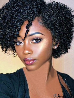 Short Kinky Curly Wigs Black Side Part Wig Afro Curly Wigs