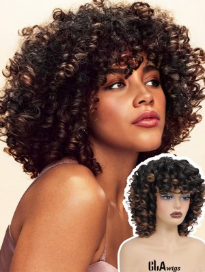 Short Curly Wig Full Culry WIgs for Black Women Afro Curly Wig With Bangs Synthetic Hair