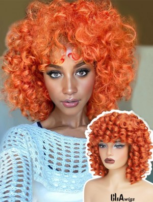 Synthetic Hair Replacement Wigs For Women Fluffy Natural And Soft Ginger Wig Cosplay and Daily (Orange)