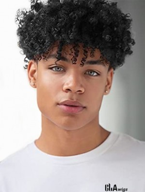 Short Curly Afro Wig for Men Black Short Kinky Synthetic Wig Halloween Cosplay Costume Full Wigs with Wig Cap