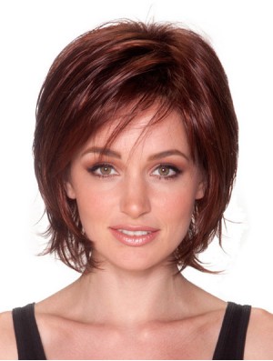 Straight Chin Length Auburn 10 inch Capless Natural Bob Wigs