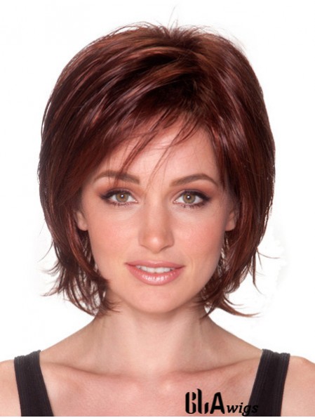 Straight Chin Length Auburn 10 inch Capless Natural Bob Wigs