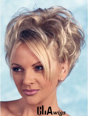 Curly Synthetic Blonde Short Fashion 3/4 Wigs