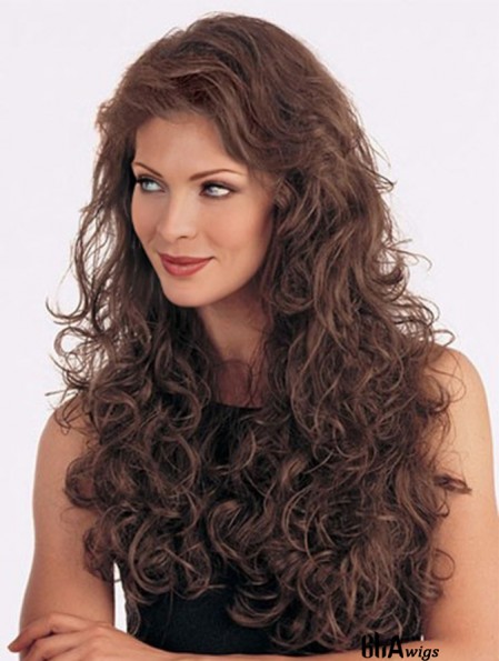 Long Curly Brown No-Fuss Brazilian Remy Hair Half Wigs