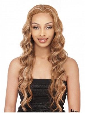 Wavy Brazilian Remy Hair Blonde Long Soft 3/4 Wigs