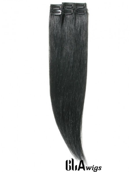 Amazing Black Straight Remy Human Hair Clip In Hair Extensions