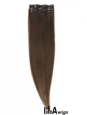 Popular Brown Straight Remy Human Hair Clip In Hair Extensions