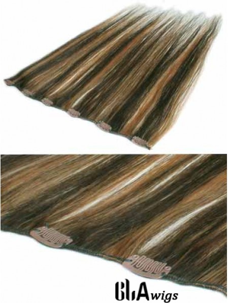 Fashion Brown Straight Remy Human Hair Clip In Hair Extensions