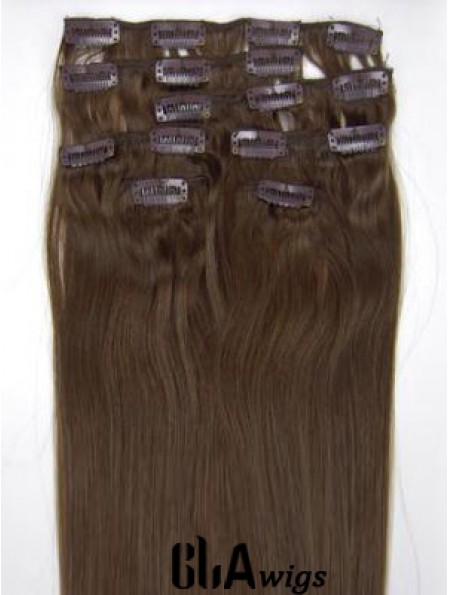 Perfect Brown Straight Remy Human Hair Clip In Hair Extensions