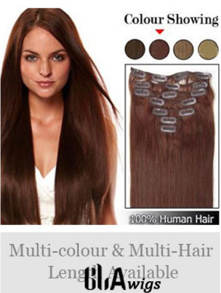 Hairstyles Auburn Straight Remy Human Hair Clip In Hair Extensions