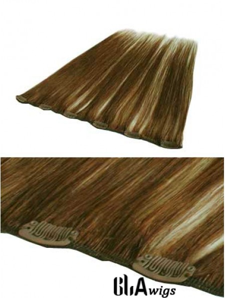 Beautiful Brown Straight Remy Human Hair Clip In Hair Extensions