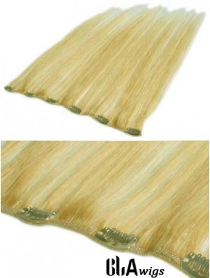 Affordable Blonde Straight Remy Human Hair Clip In Hair Extensions