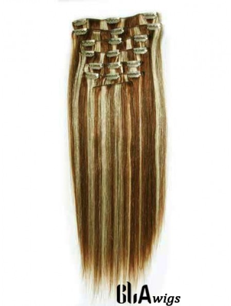 New Brown Straight Remy Human Hair Clip In Hair Extensions