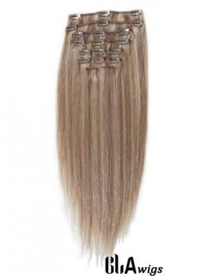 Great Blonde Straight Remy Human Hair Clip In Hair Extensions