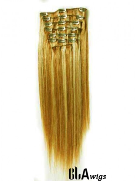 Durable Blonde Straight Remy Human Hair Clip In Hair Extensions