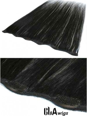 Popular Black Straight Remy Human Hair Clip In Hair Extensions