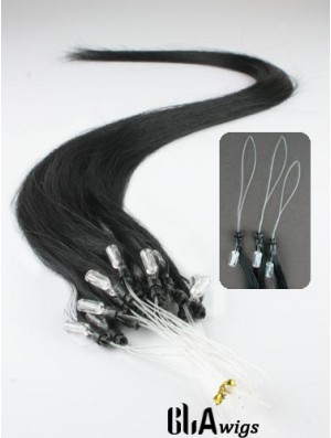 Fashionable Black Straight Micro Loop Ring Hair Extensions
