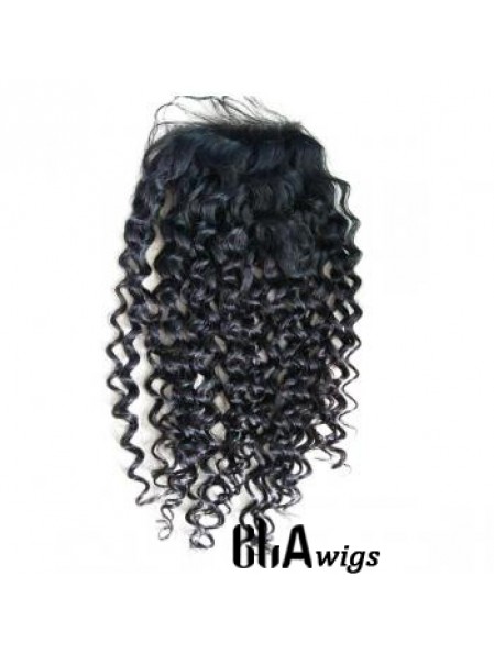 Lace Closures Curly Style Black Color Long Length With Remy