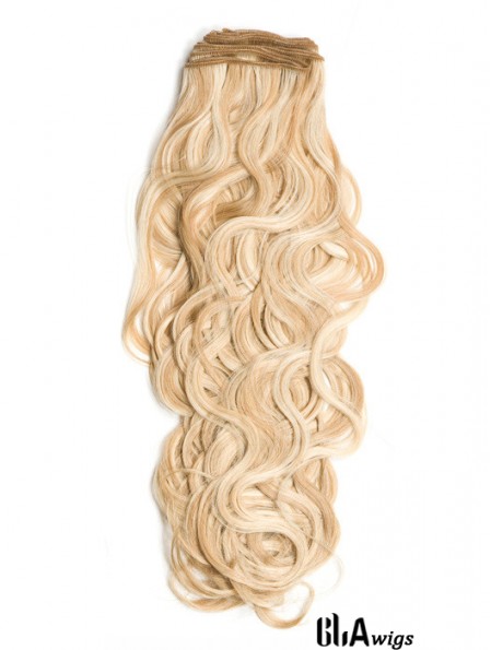 Curly Remy Human Hair Blonde Stylish Weft Extensions