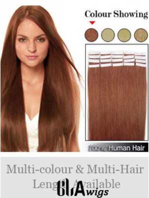 Auburn Straight Ideal Remy Human Hair Tape In Hair Extensions