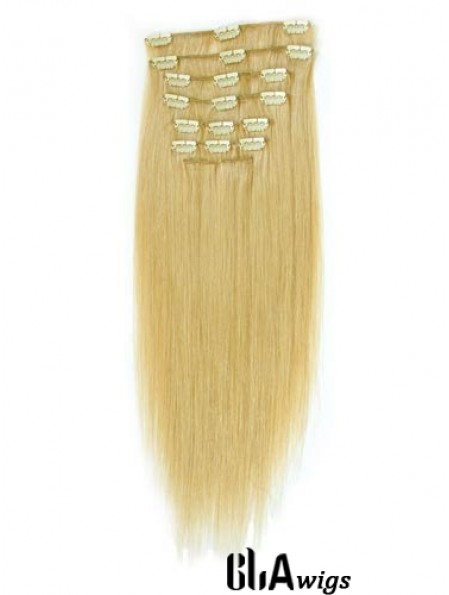 Suitable Blonde Straight Remy Human Hair Clip In Hair Extensions