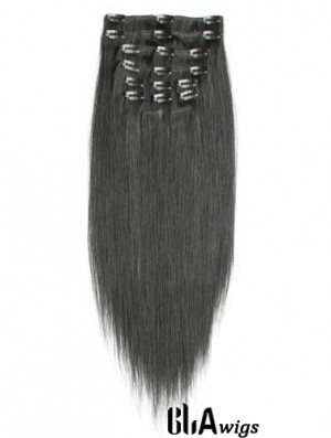 Incredible Black Straight Remy Human Hair Clip In Hair Extensions