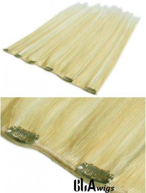 Cheapest Blonde Straight Remy Human Hair Clip In Hair Extensions