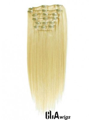 Style Blonde Straight Remy Human Hair Clip In Hair Extensions