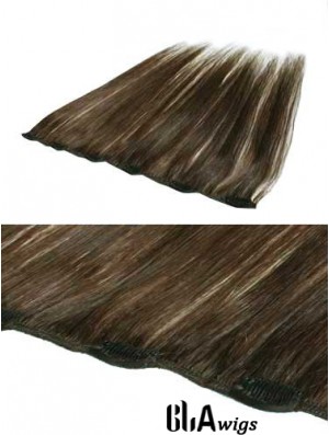 Convenient Brown Straight Remy Human Hair Clip In Hair Extensions