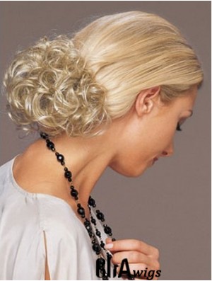 Ideal Blonde Curly Synthetic Clip In Hairpieces