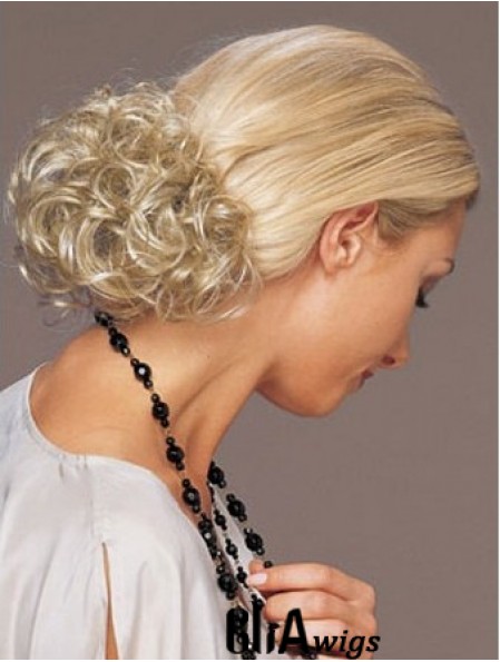 Ideal Blonde Curly Synthetic Clip In Hairpieces