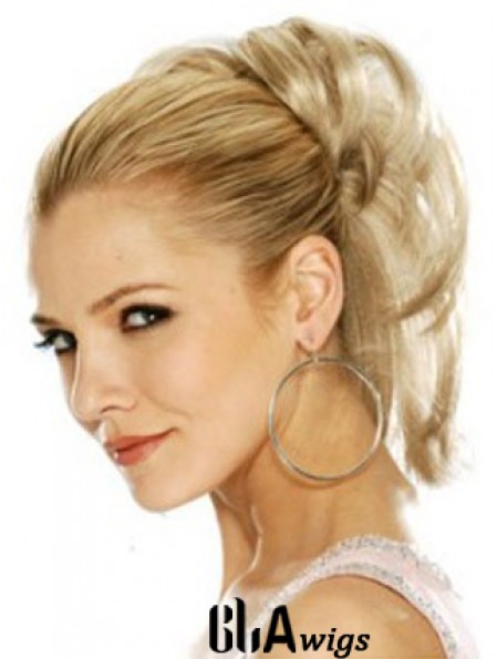 Hairpieces Clip In Blonde Color Straight Style With Synthetic