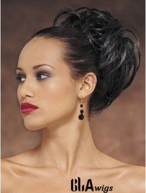 Exquisite Black Wavy Synthetic Clip In Hairpieces