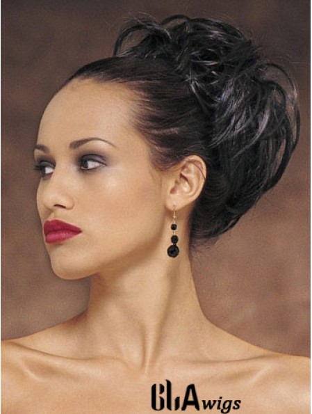 Exquisite Black Wavy Synthetic Clip In Hairpieces