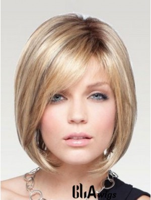 Bob Wigs Remy Human Chin Length Blonde Color Straight Style