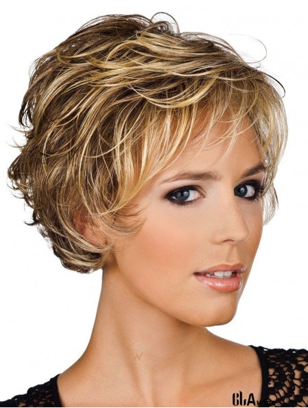 Human Hair Wigs UK Layered Cut Wavy Style Short Length