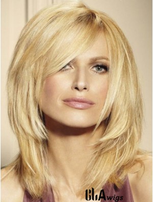 100% Human Hair Wigs Blonde Color Shoulder Length Layered Cut