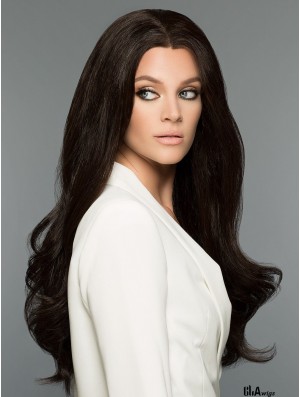 Black Without Bangs Wavy 26 inch 100% Human Hair Wigs