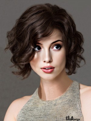 Black Bob Wig With Remy Human Chin Length 100% Hand Tied