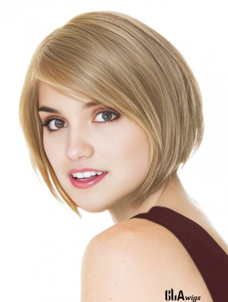 Short Blonde Bob Wig 100% Hand Tied Straight Style Chin Length